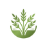 Logo icon of a bowl with wheat growing out of it in a green gradient