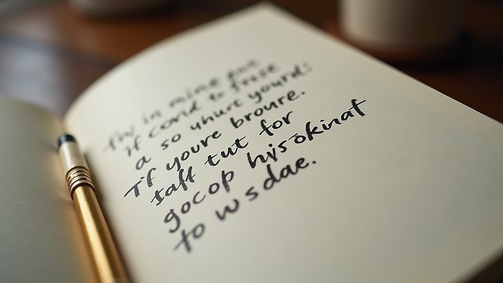 Close-up view of a motivational quote written in a journal.
