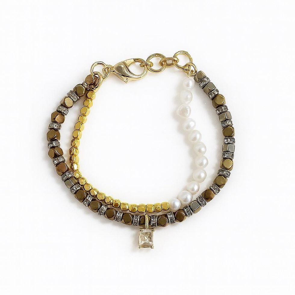 Özel Tasarım İnci Detaylı Altın Kaplama Bileklik