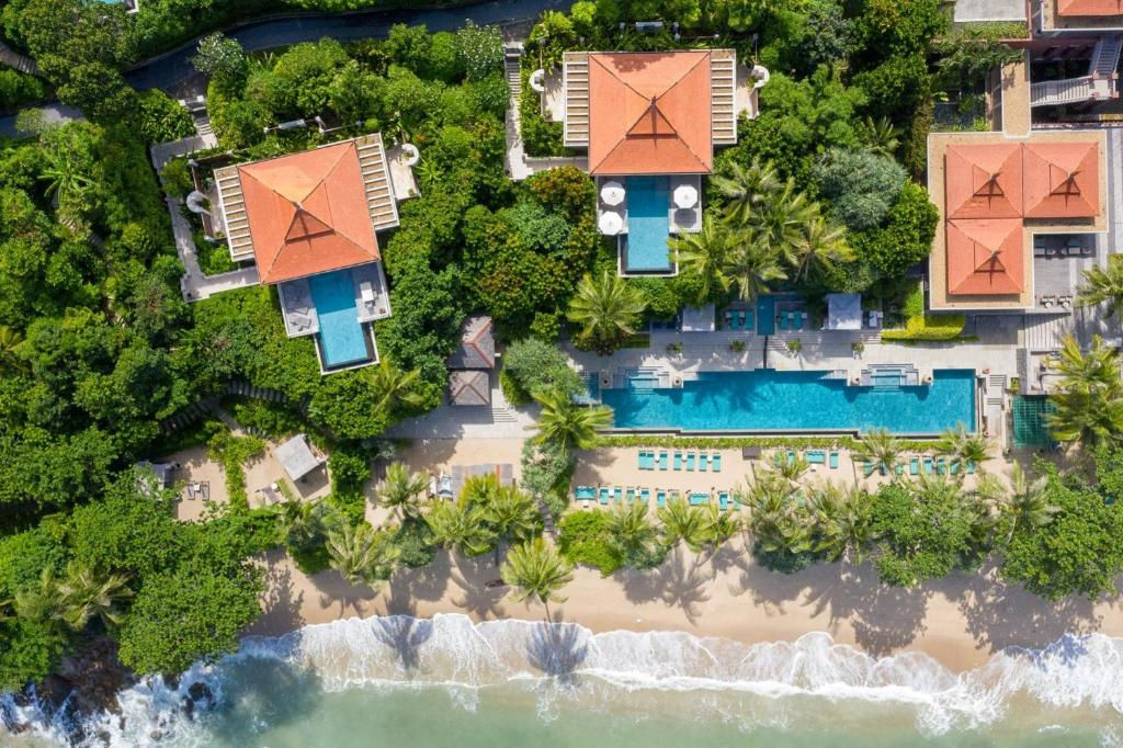 Drone shot of Trisara Villas & Residences in Phuket, Thailand