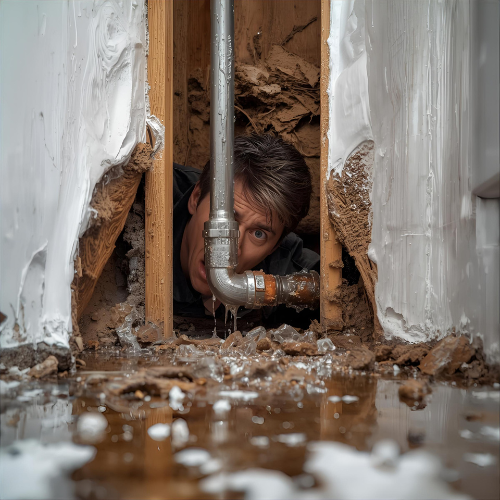 Water in a home wall due a plumbing leak