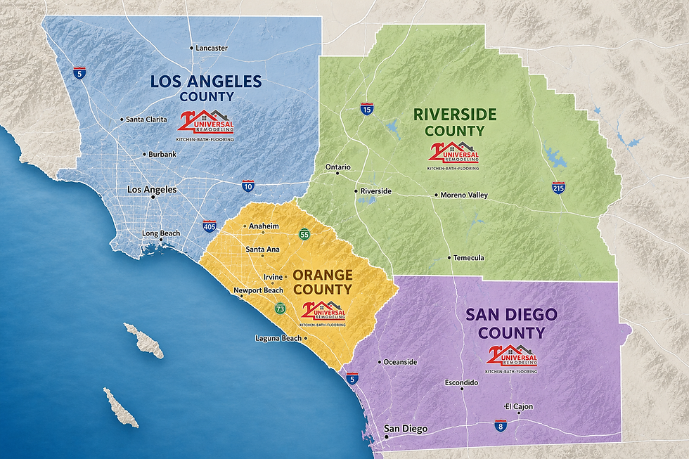 Universal Remodeling Service Areas Orange County, Los Angeles County, Riverside County & S