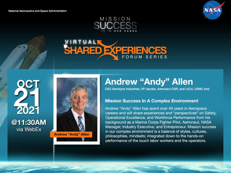 CEO Andy Allen appears on NASA’s “Mission Success is in Our Hands" Forum 