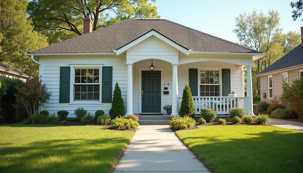 Fresh small house exterior ready for spring