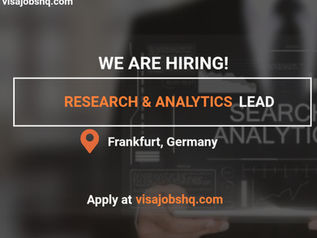 Now Hiring a Research and Analytics Lead in Frankfurt, Germany, with relocation and visa sponsorship provided, apply now