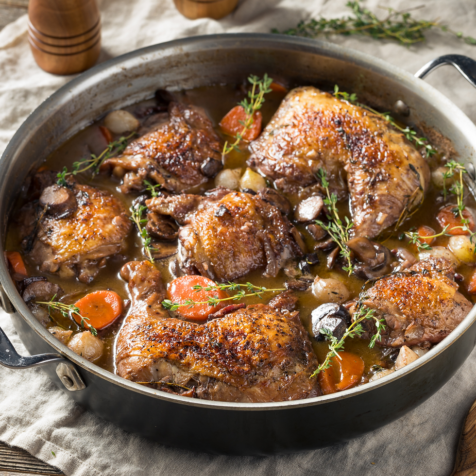 Authentic Coq au Vin French chicken recipe printable card