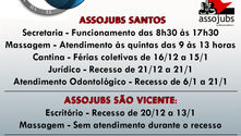 Fim de Ano Assojubs: Confira o expediente!