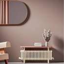 Radiateur IRSAP blanc rétro posé au sol, ambiance décorative élégante dans un salon