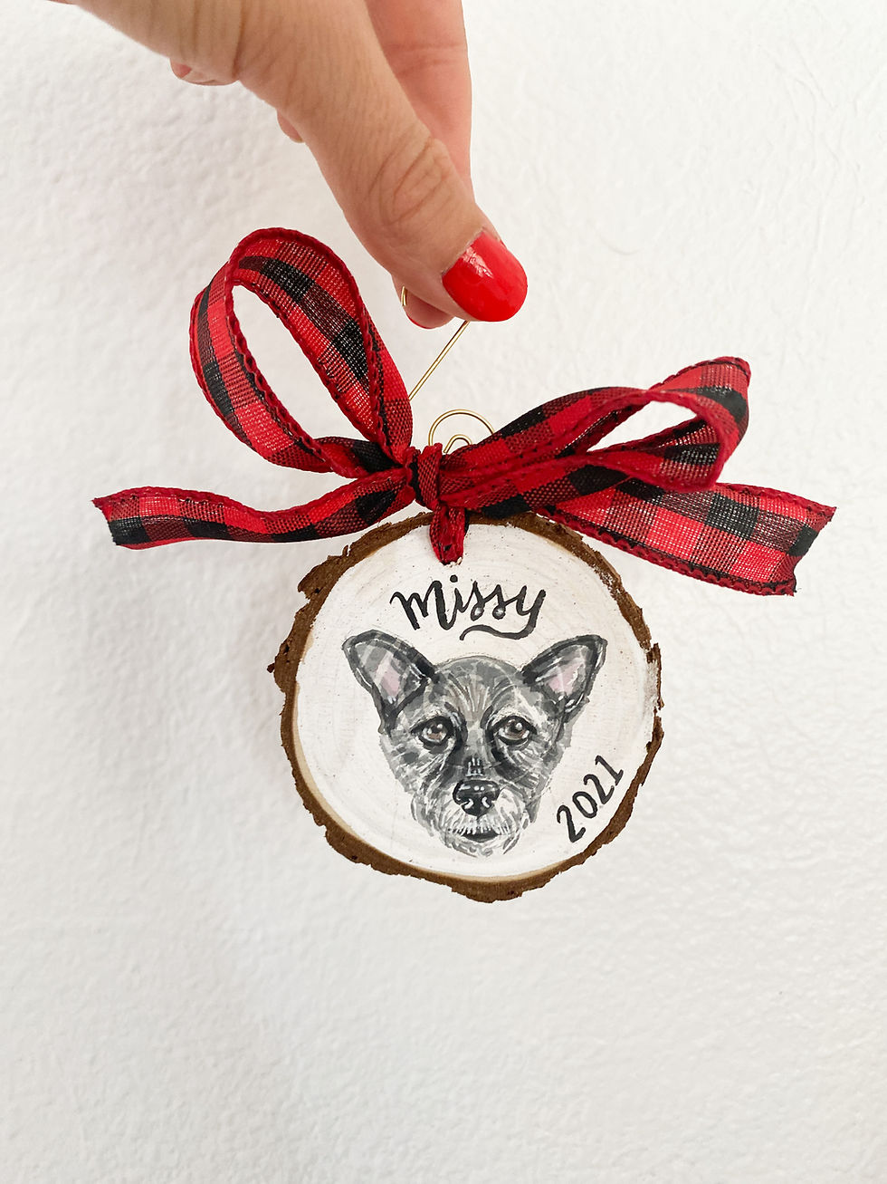 Thumbnail: Custom Pet Holiday Ornaments, Watercolor on Wood