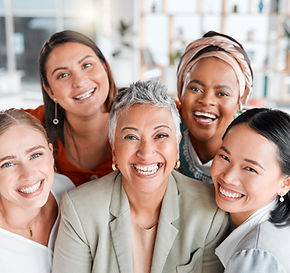 Teamwork, portrait or business women with smile, solidarity or goals together in a corpora