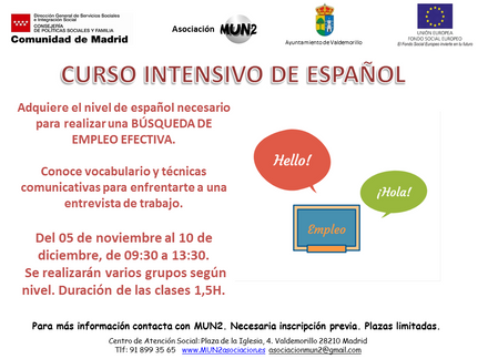 Curso intensivo de español para facilitar aún más la búsqueda de empleo efectivo