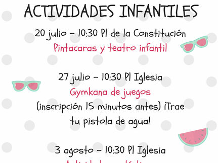 Pintacaras, juegos y actividades artísticas,
los niños también cuentan
en la agenda de verano de l