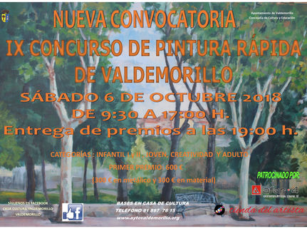 El 6 de octubre, pinceles y caballetes salen a la calle en Valdemorillo para dar forma al IX Concurs