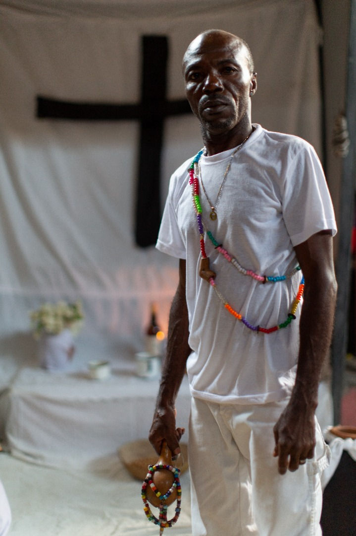 Oungan Eddy celebrating Saturne's Bowoum