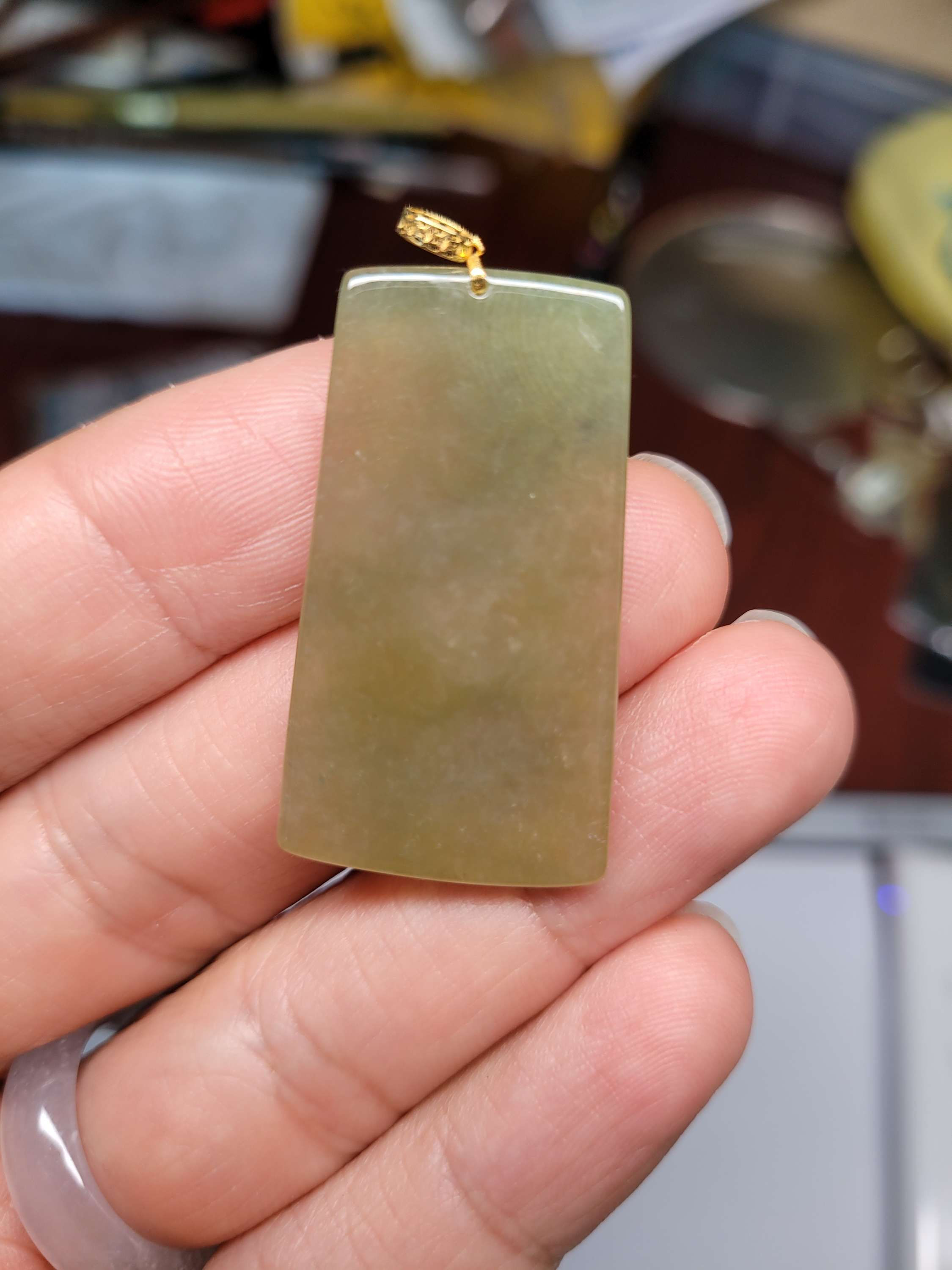 冰透方形平安牌（18k 扣）