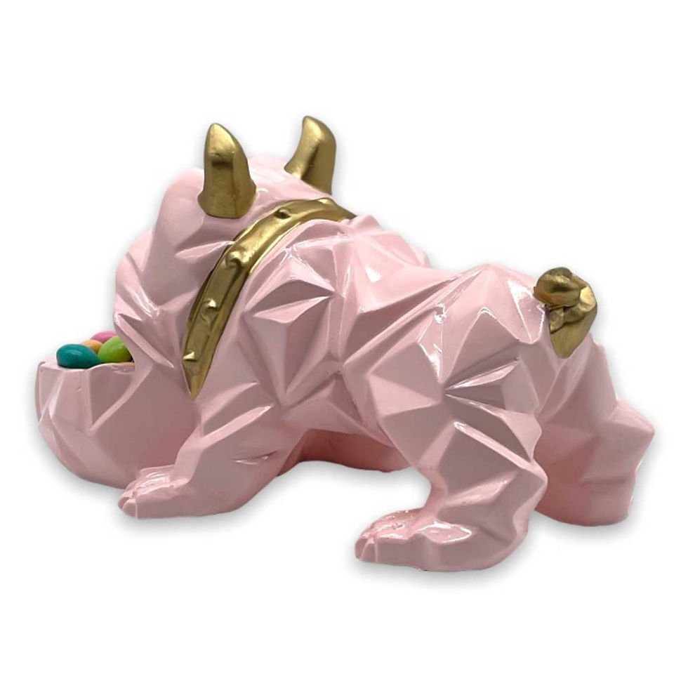 Pink Ceramic Bulldog Ashtray Back