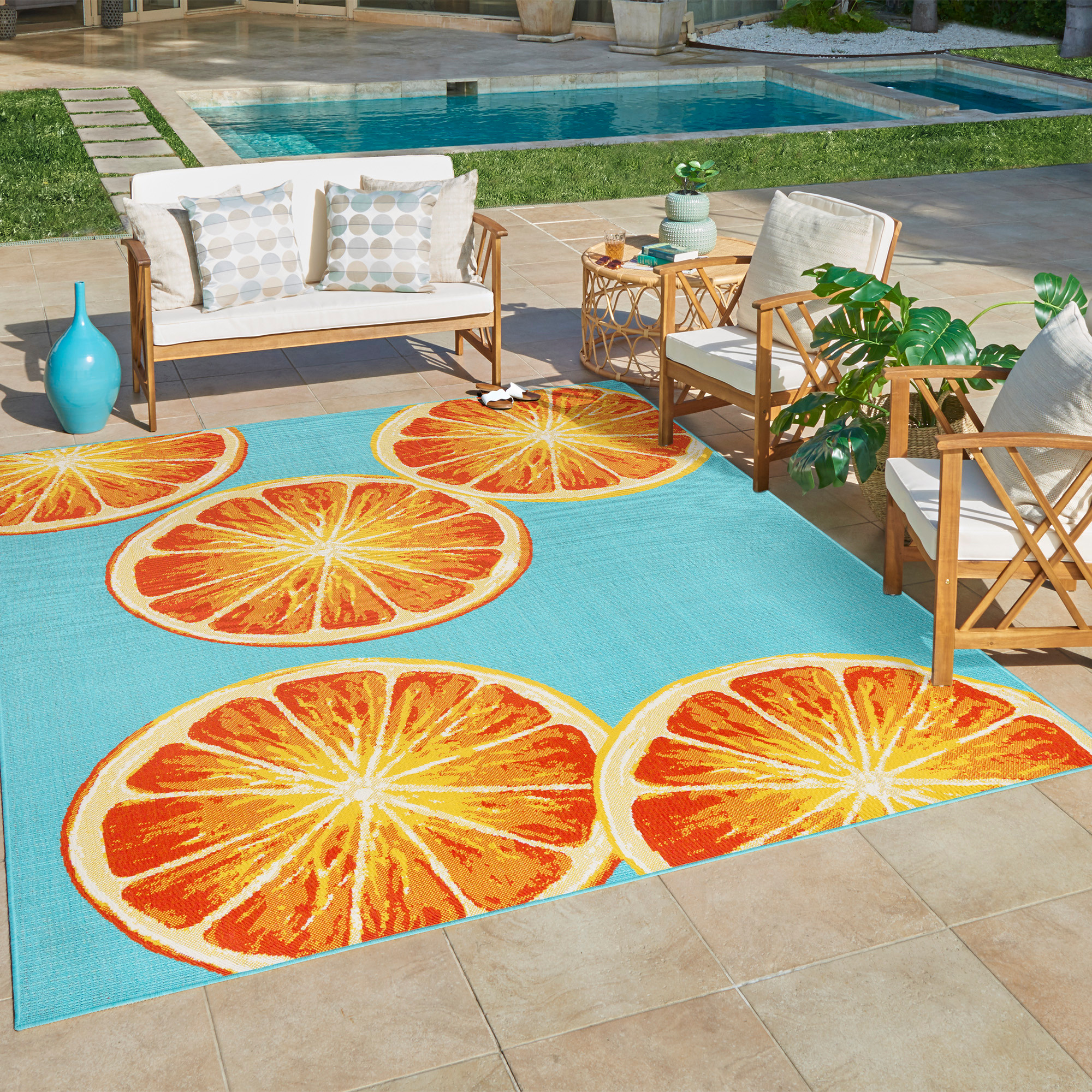 Manna Teal Jona OUTDOOR RUG Gertmenian