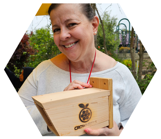 Mrs. Fusscas with Bee Home