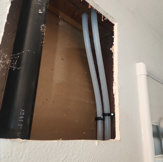 Running water lines in the wall