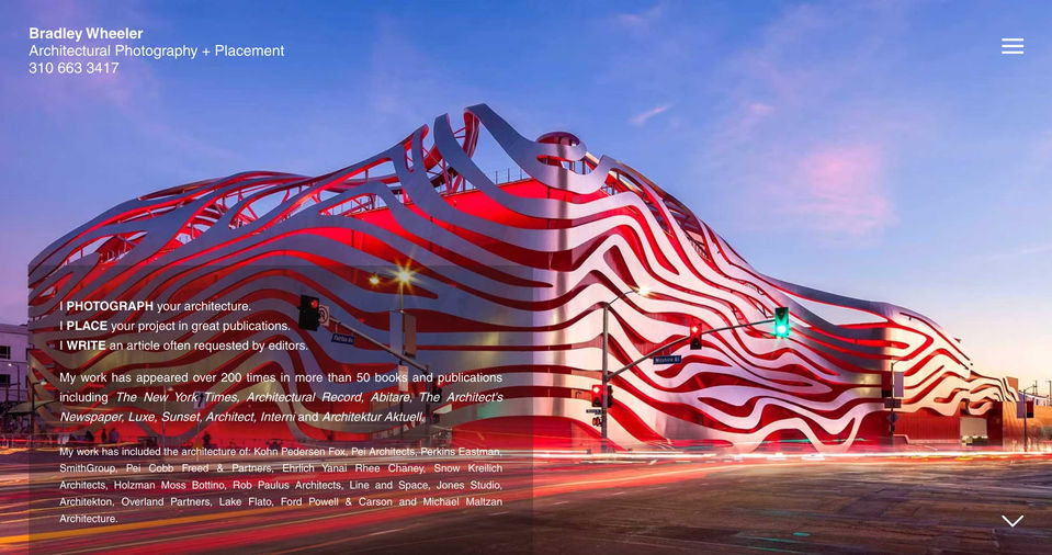 A Website for Bradley Wheeler Photo, architectural photographer and writer