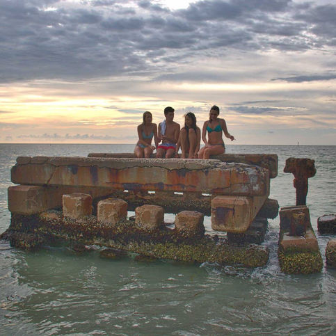 Young adults on a pier