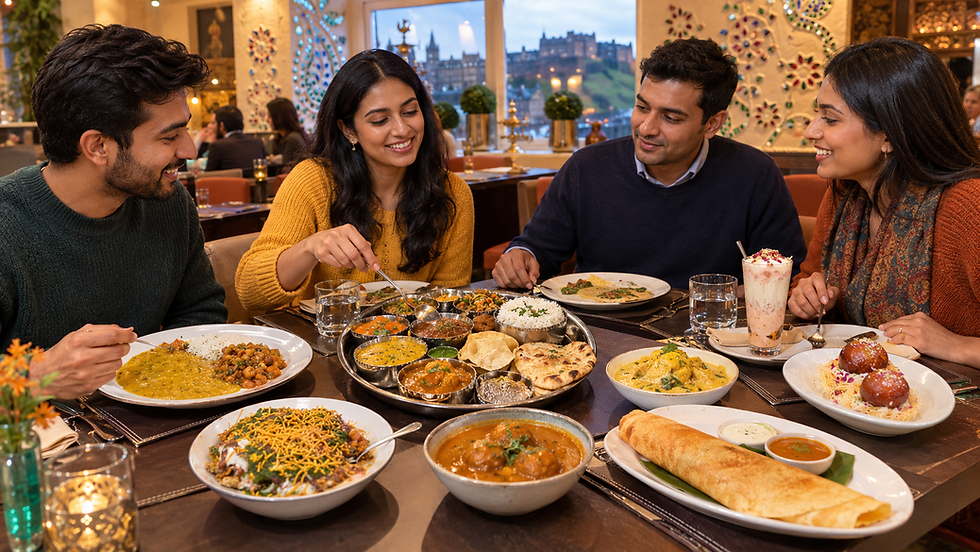 Signature vegetarian Indian dishes served at Kalpna Restaurant Edinburgh