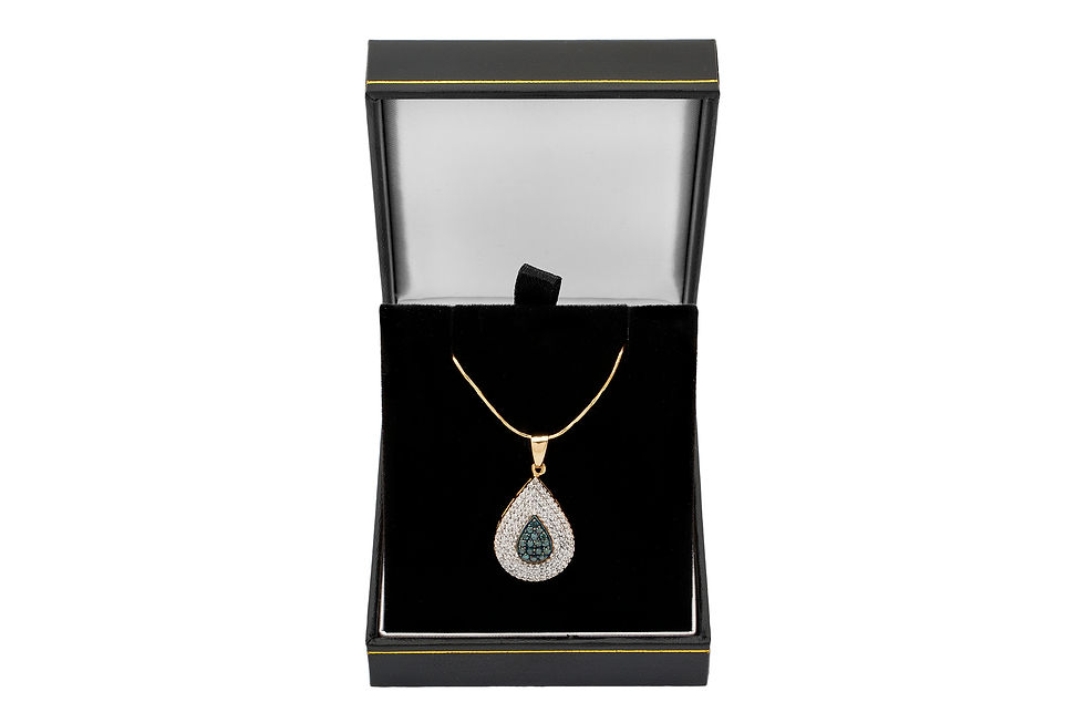Thumbnail: 9ct Yellow Gold Blue & White Diamond Pendant & Chain 0.96ct