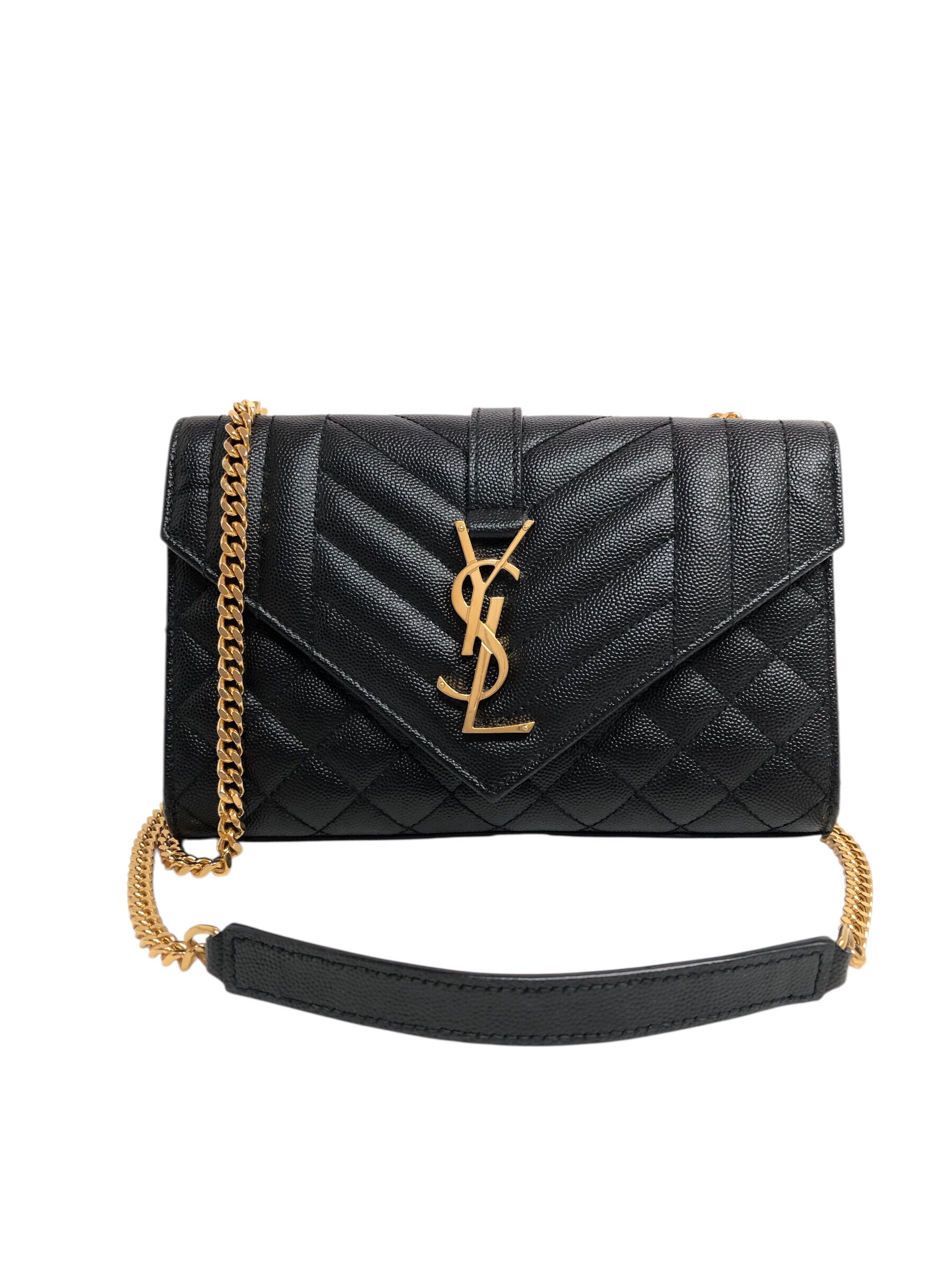 Saint Laurent YSL Small Envelope Cross Body Bag in Black