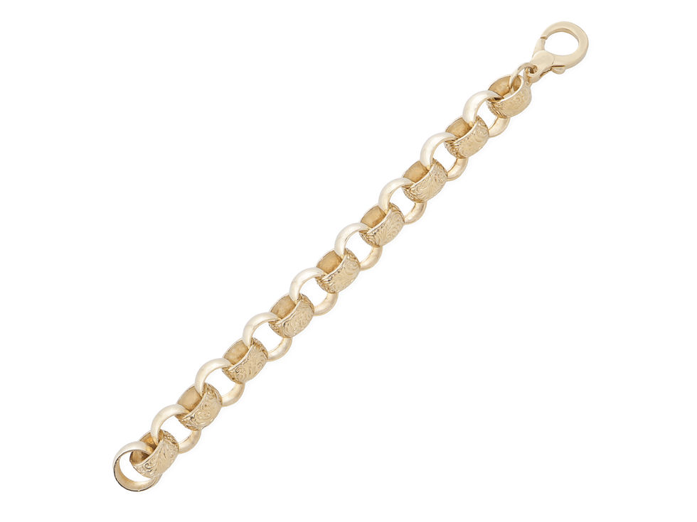 Thumbnail: 9ct Yellow Gold Plain & Patterned Belcher Bracelet 95.82g