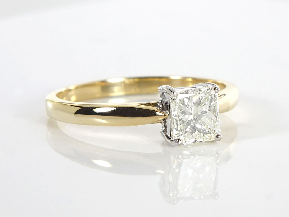 Thumbnail: 18ct Yellow Gold Princess Cut Diamond Solitaire Ring 0.94ct