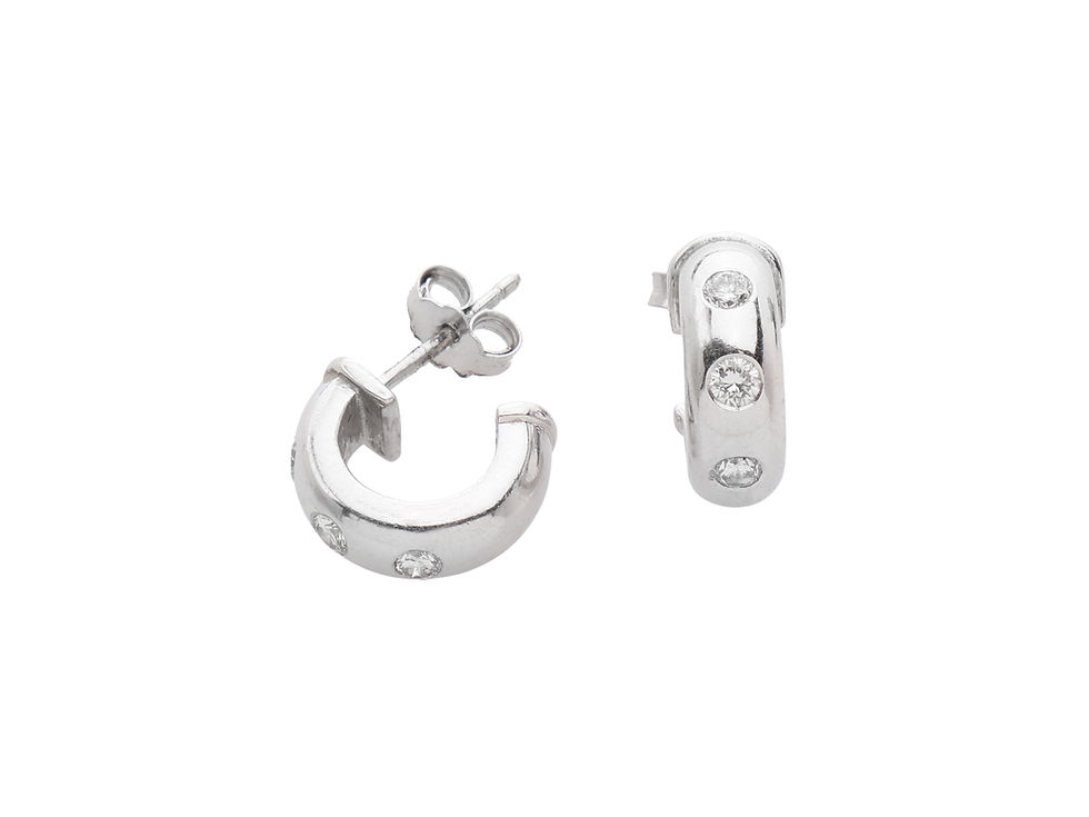 Thumbnail: 18ct White Gold & Diamond Huggie Earrings 0.20ct