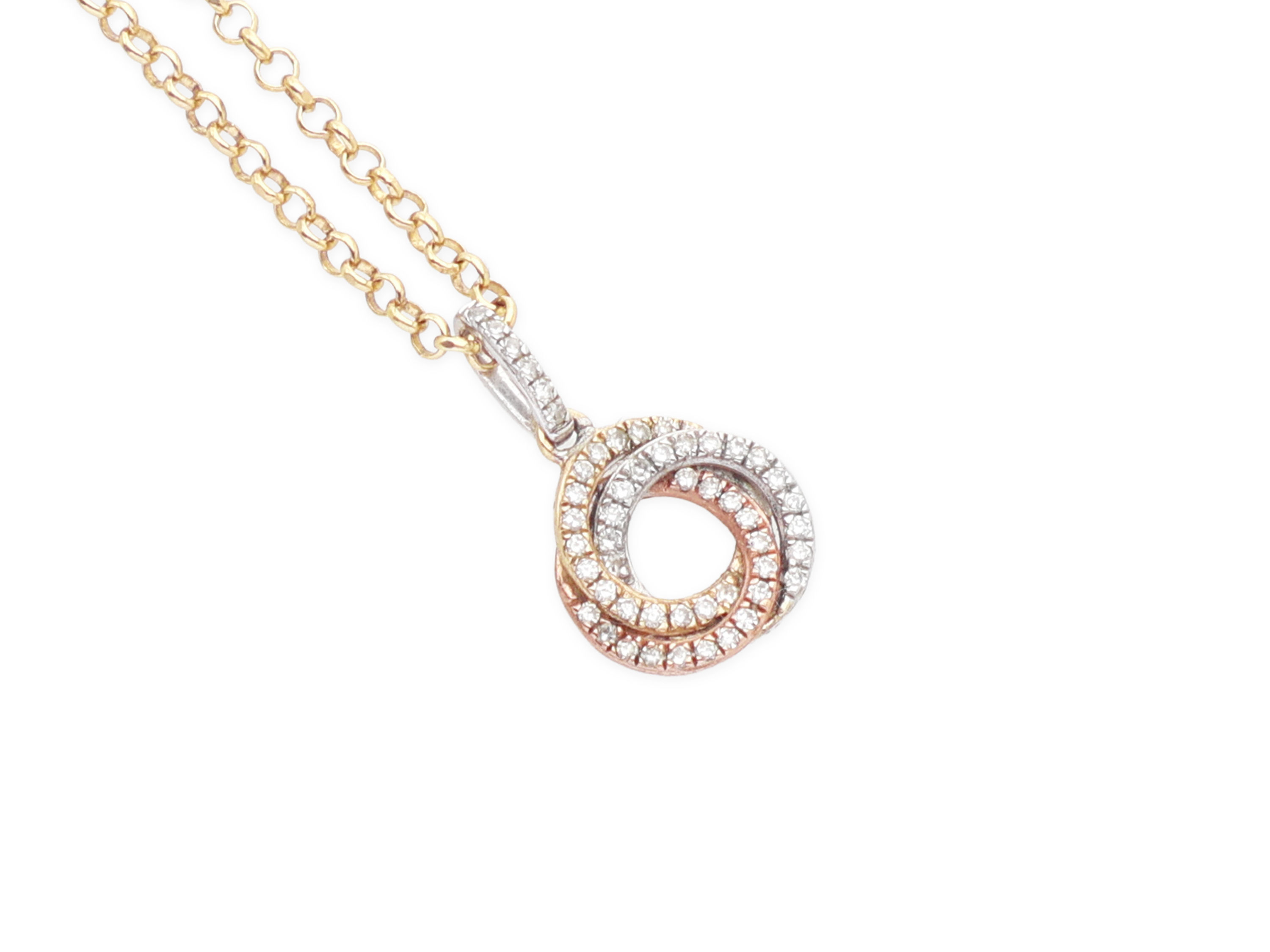 9ct Gold Diamond Unusual Pendant & Chain 0.10ct