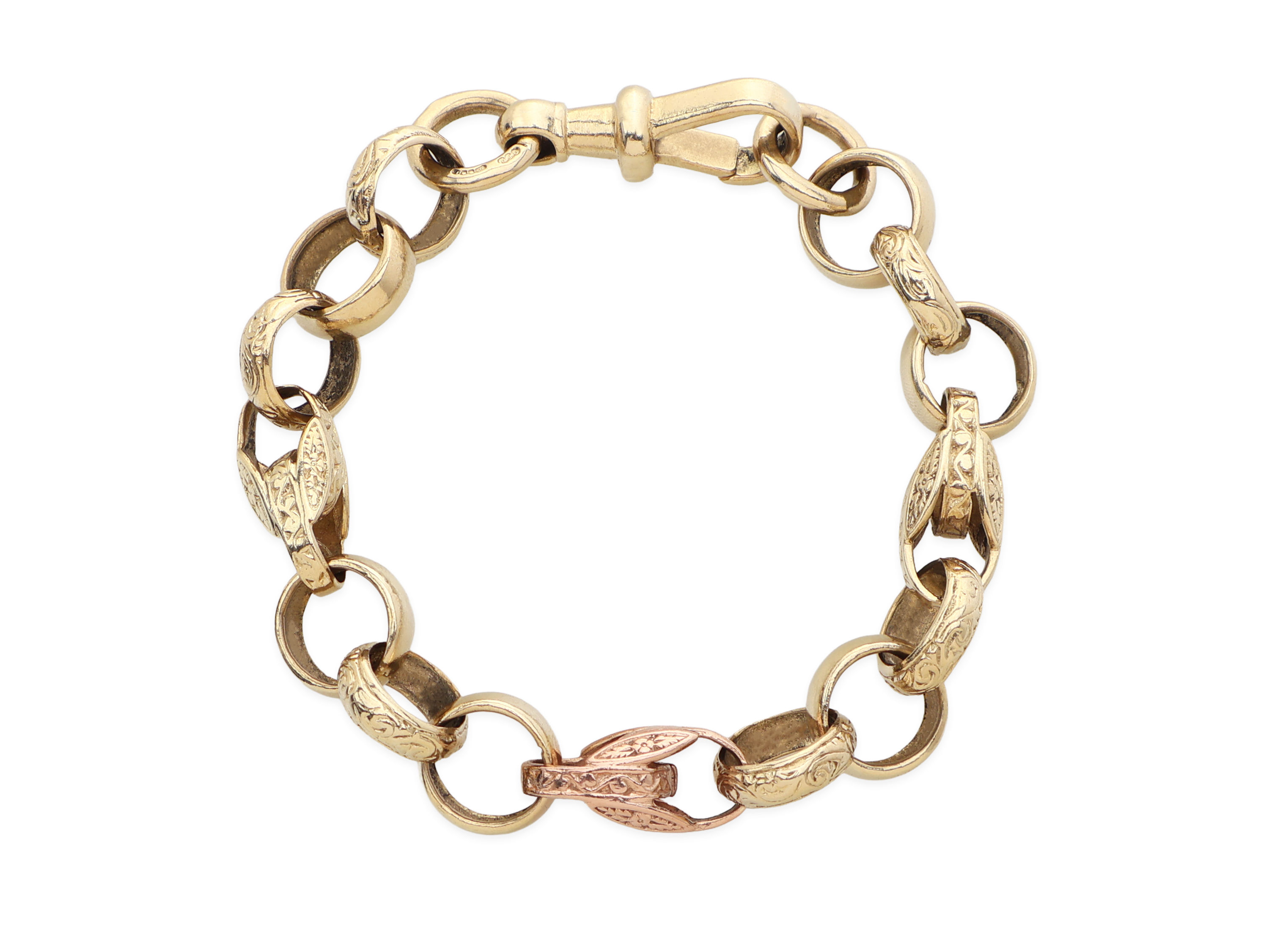 9ct Yellow Gold Belcher And Tulip Bracelet 25.4g
