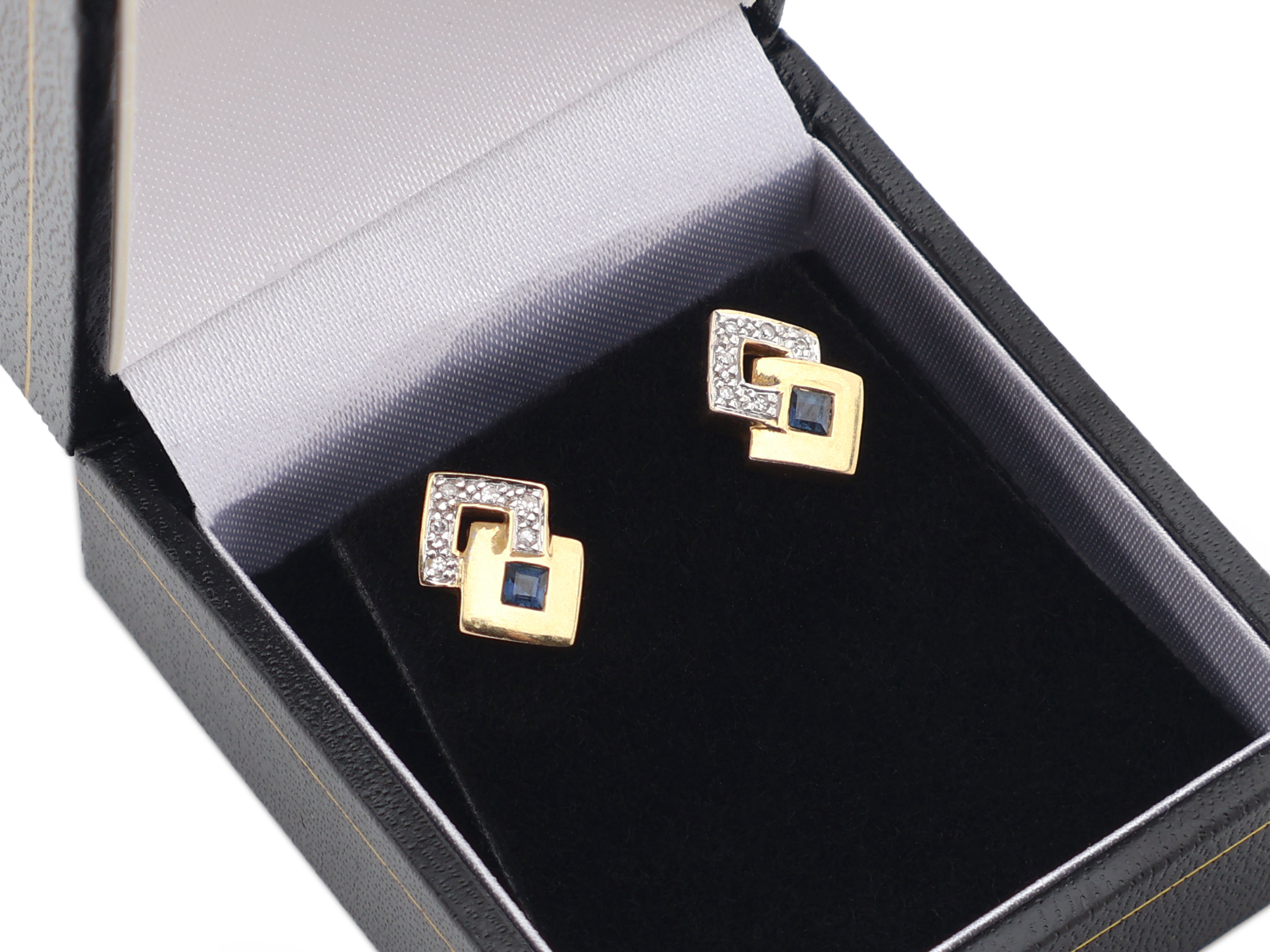 18ct Yellow Gold Diamond & Sapphire Earrings