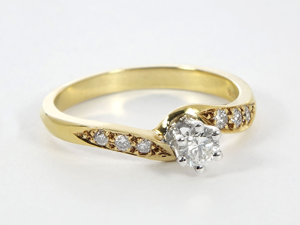 Thumbnail: 18ct Yellow Gold Diamond Diamond Solitaire Ring With Diamond Shoulders
