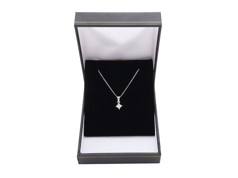 Thumbnail: 18ct White Gold Princess Cut Diamond Solitaire Pendant & Chain 0.33ct