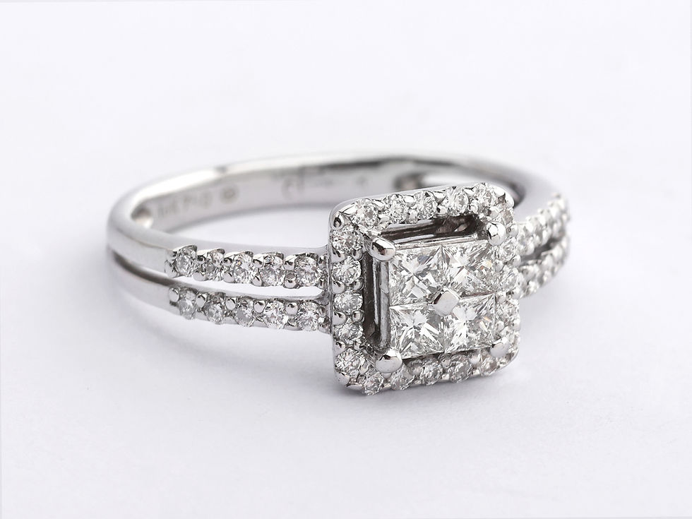 Thumbnail: 18ct White Gold Diamond Halo Ring 0.62ct
