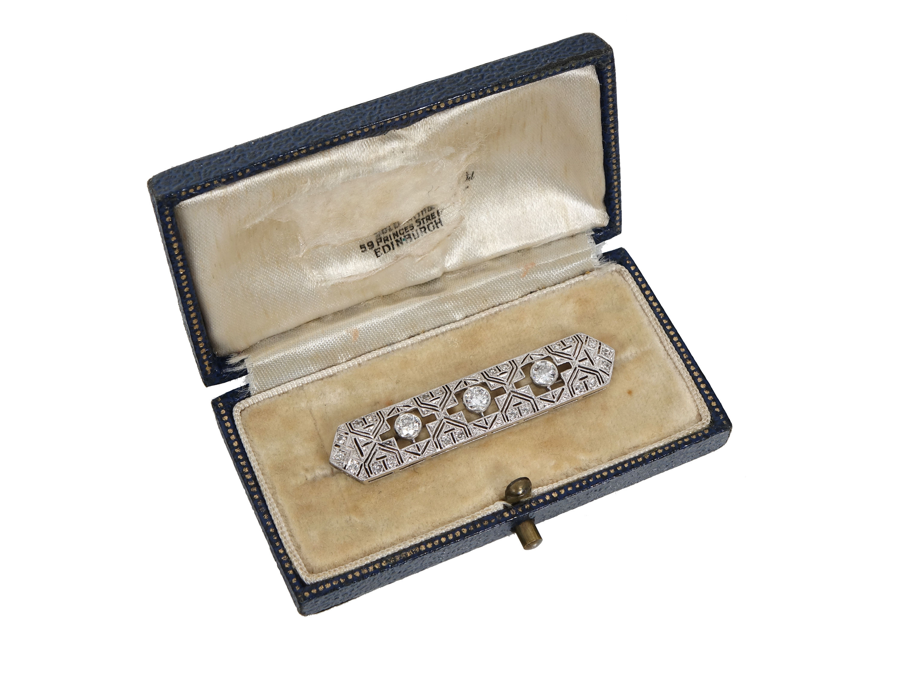 18ct White gold Art Deco Style Diamond Brooch 1.10ct