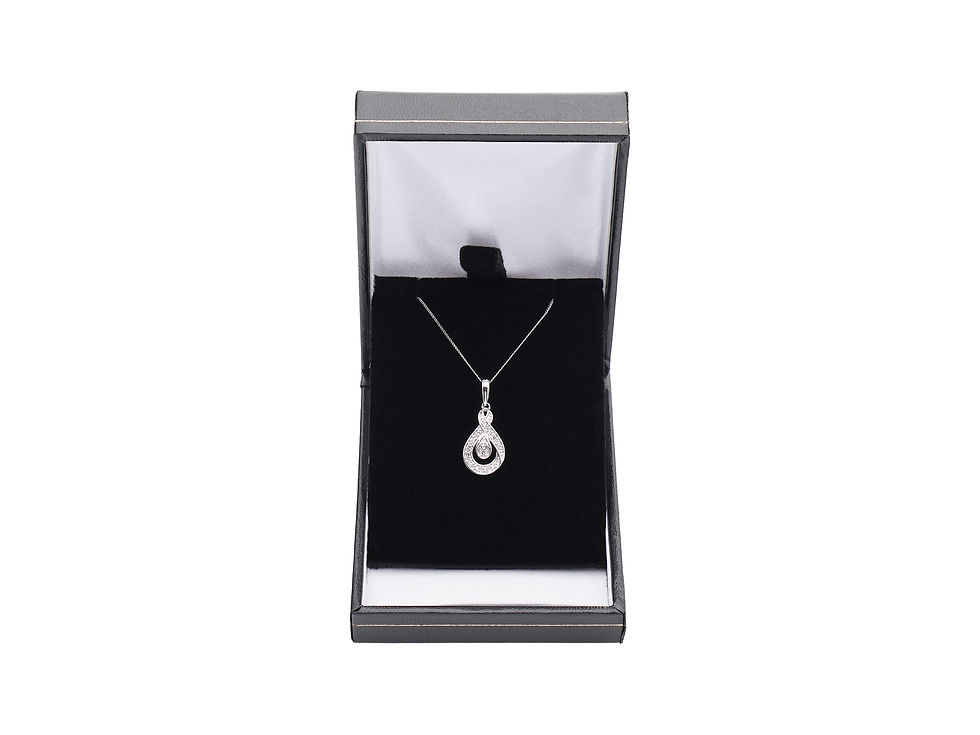 Thumbnail: 9ct White Gold Diamond Teardrop Pendant & Chain 0.09ct