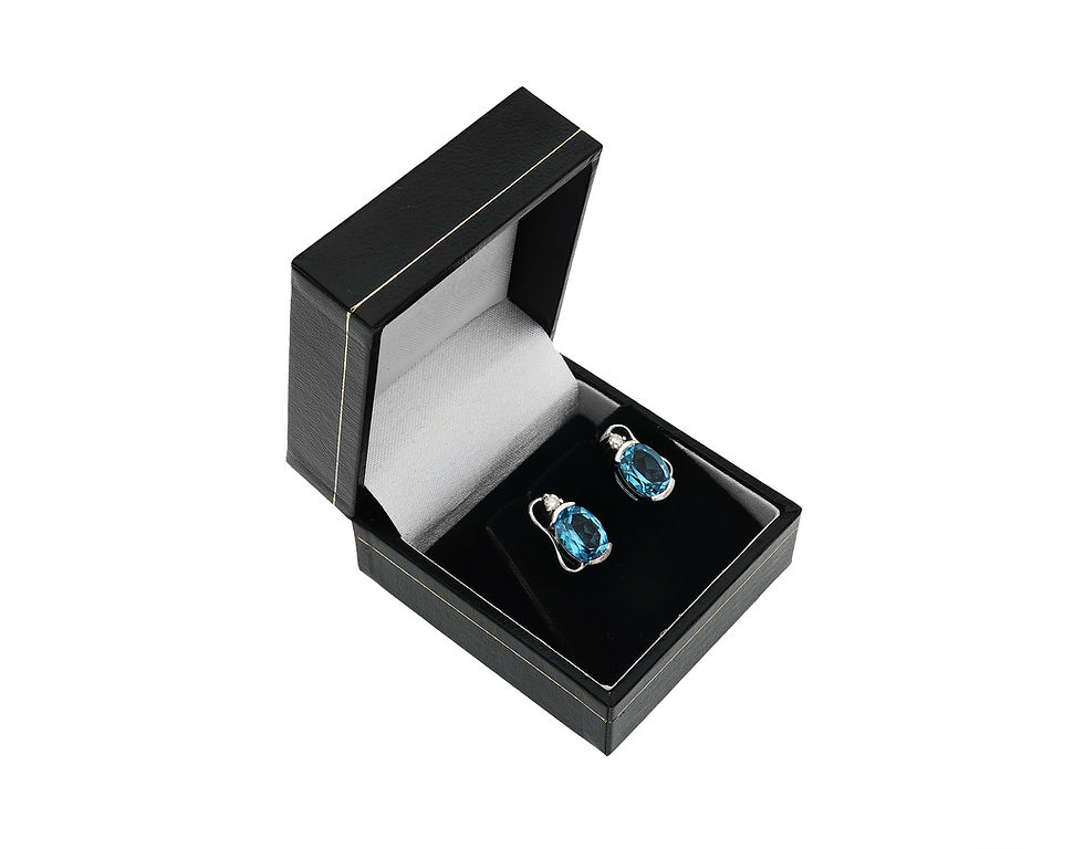 Thumbnail: 18ct White Gold Swiss Blue Topaz & Diamond Earrings