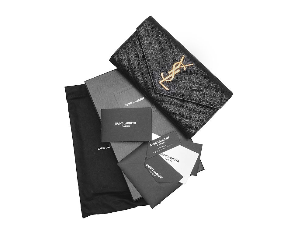 Thumbnail: YSL Cassandre Matelasse Large wallet in Black Grain with Box