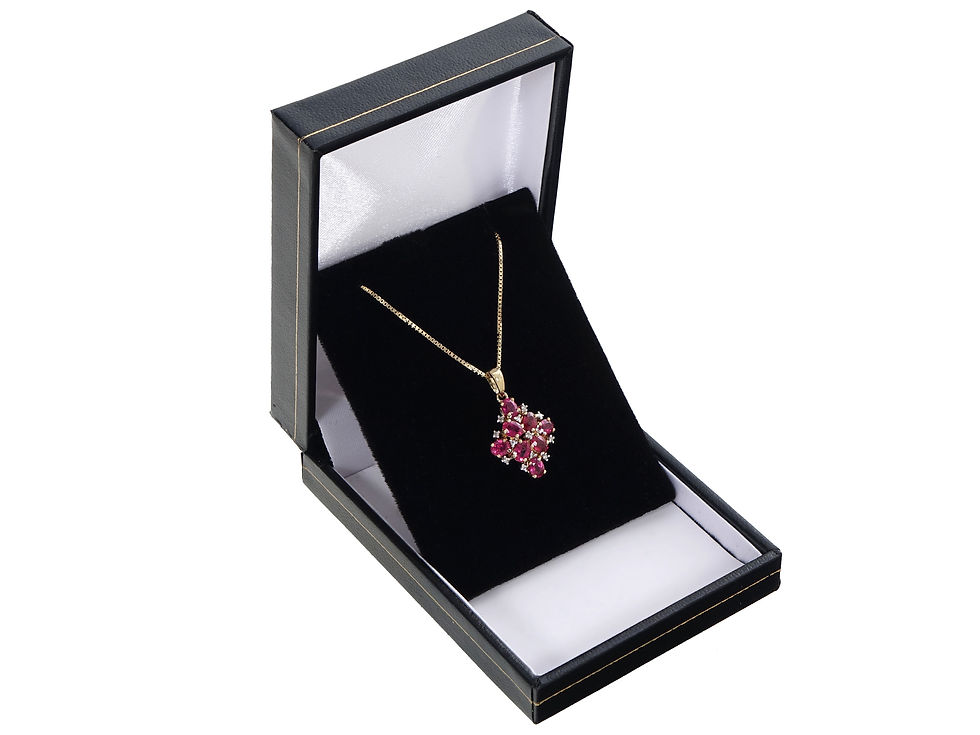 Thumbnail: 9ct Yellow Gold Ruby & Diamond Pendant & Chain.