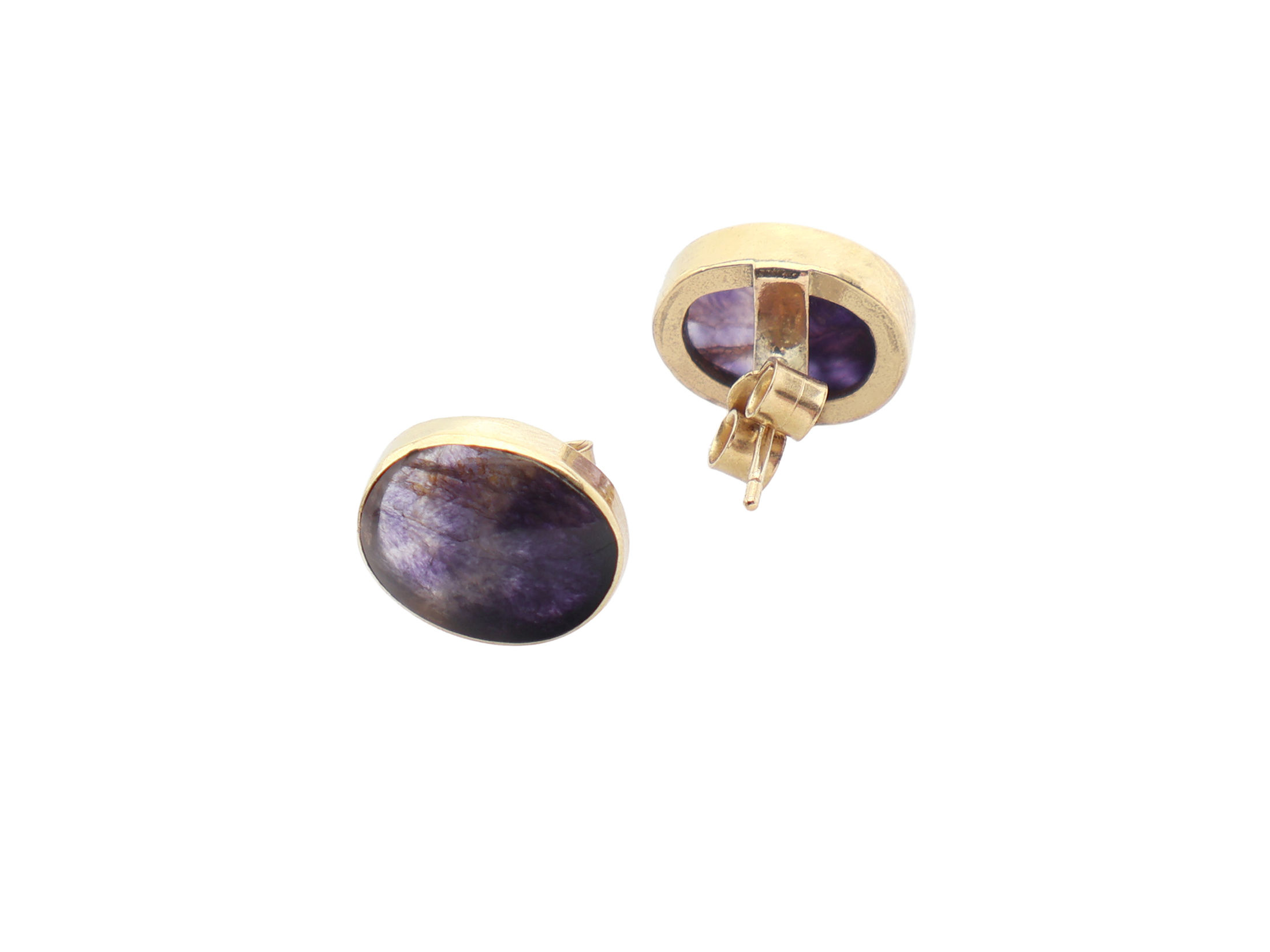 9ct Yellow Gold Blue John Earrings