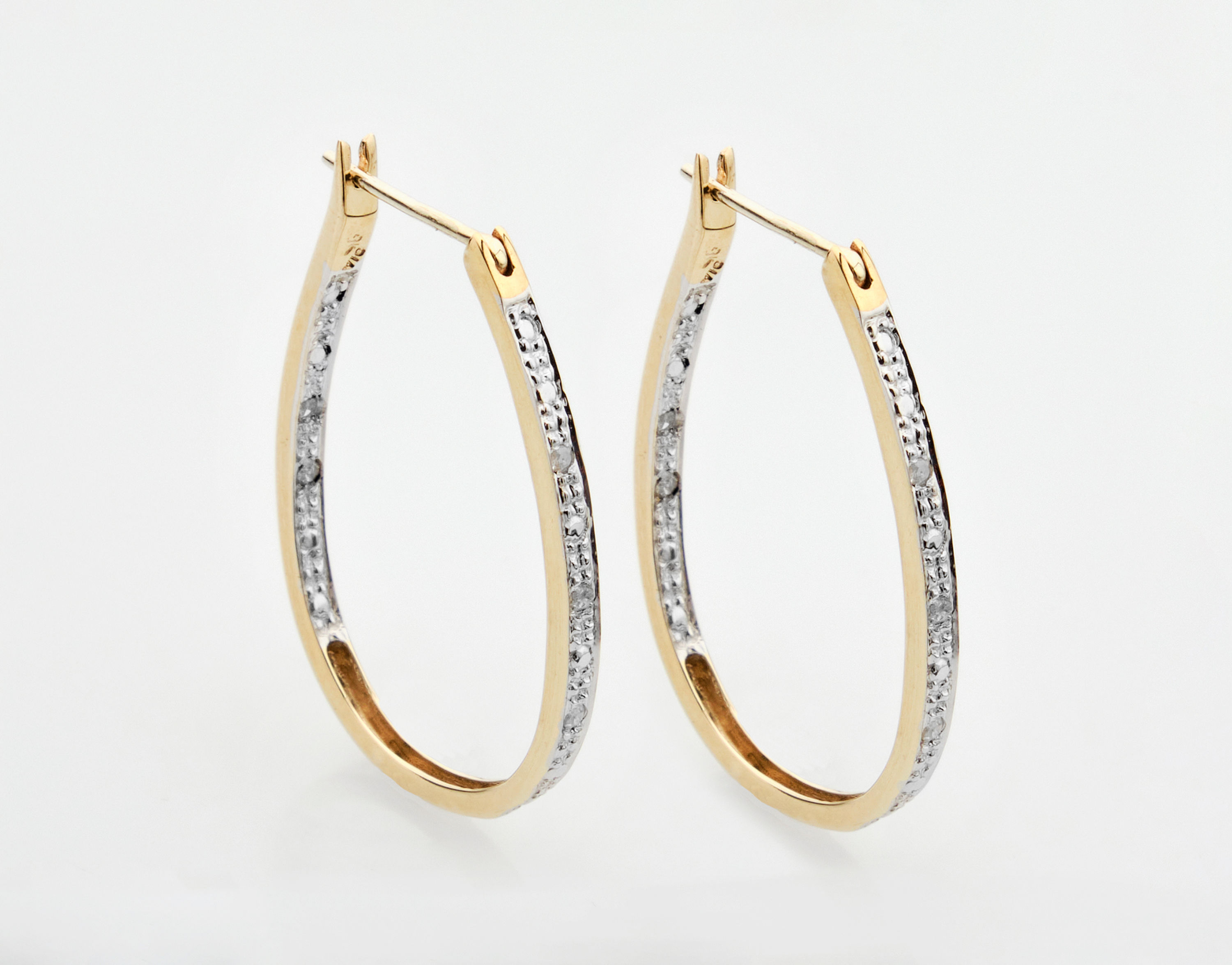 9ct Yellow Gold Diamond Hoop Earrings 0.10ct