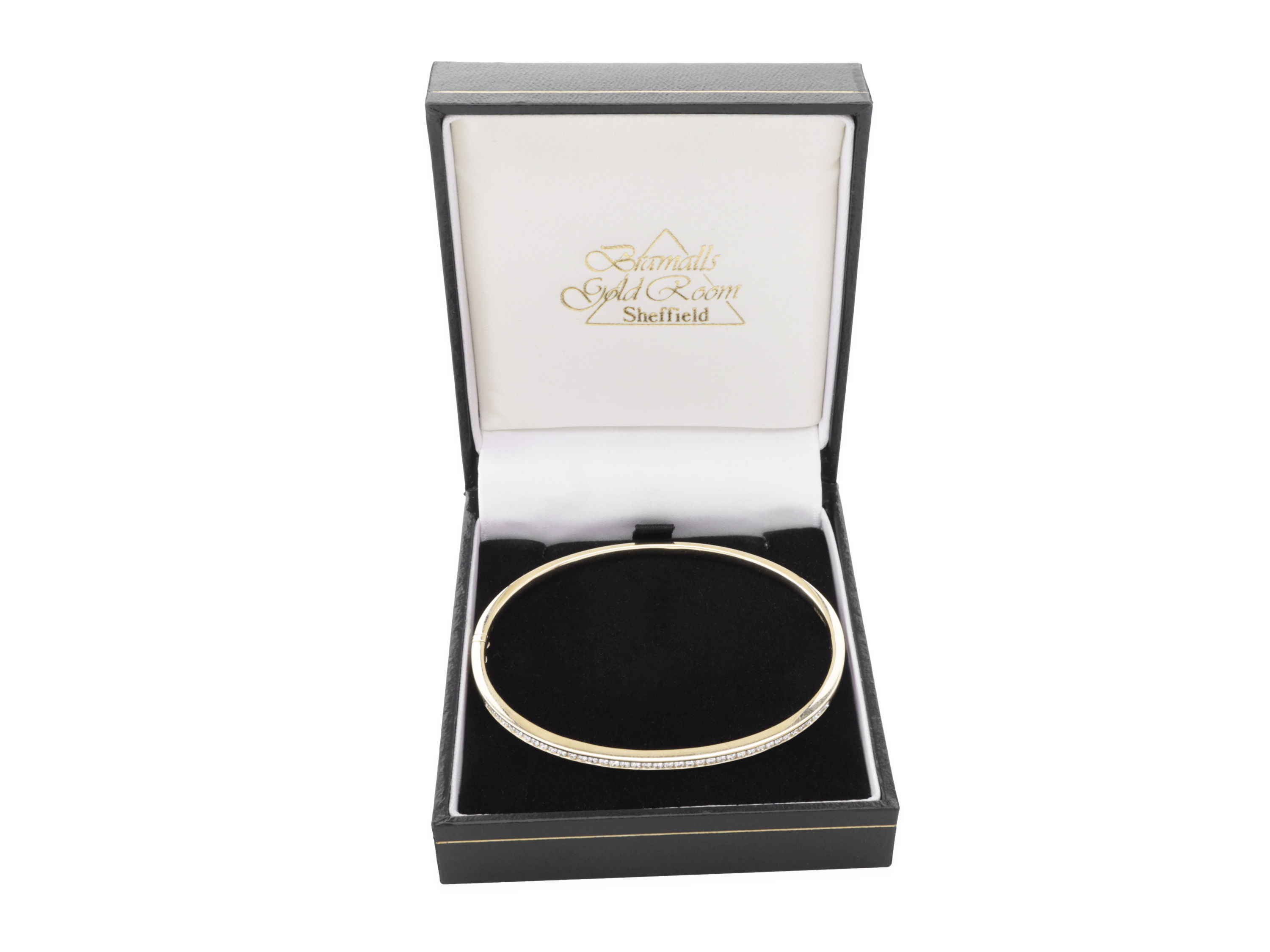 9ct Yellow Gold Bangle with Diamonds 9.84g