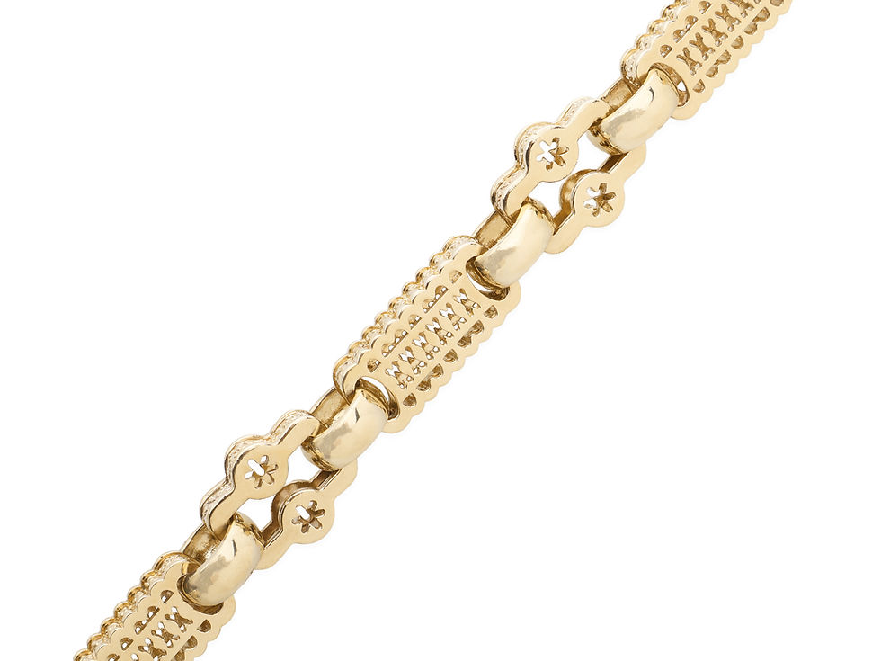 Thumbnail: 9ct Yellow Gold Stars And Bars Bracelet 71.7g