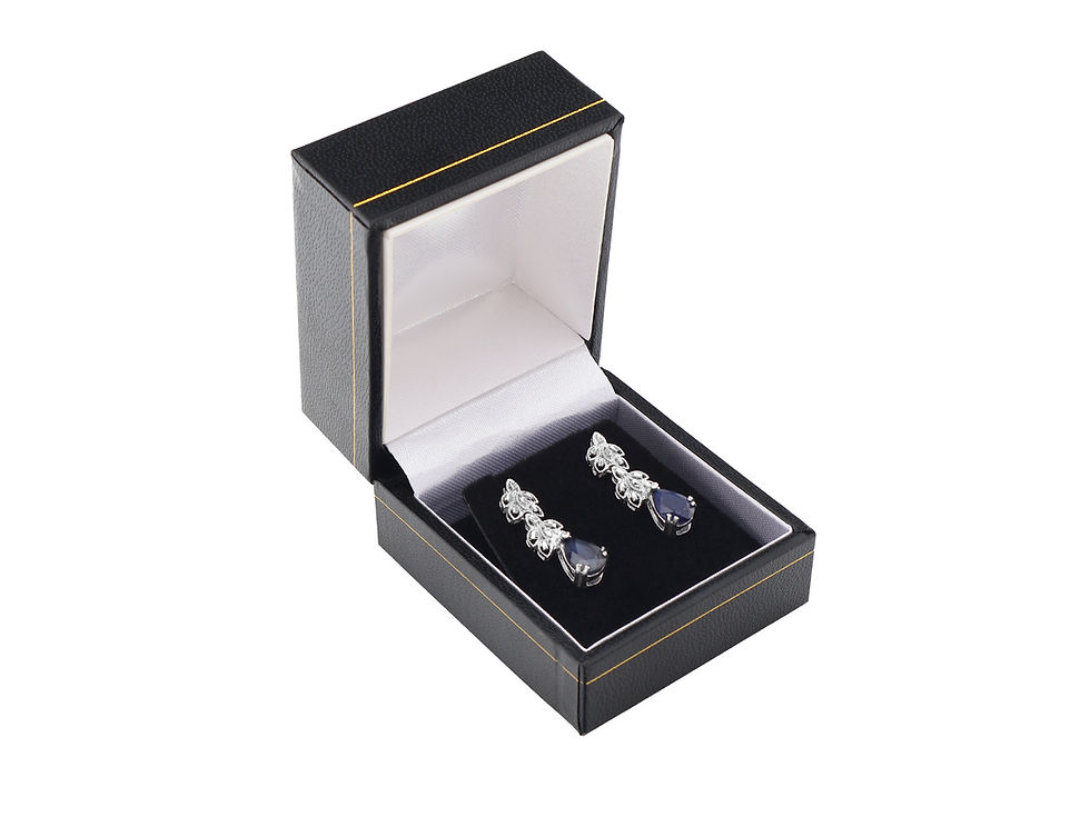 Thumbnail: 18ct White Gold Sapphire Drop Earrings