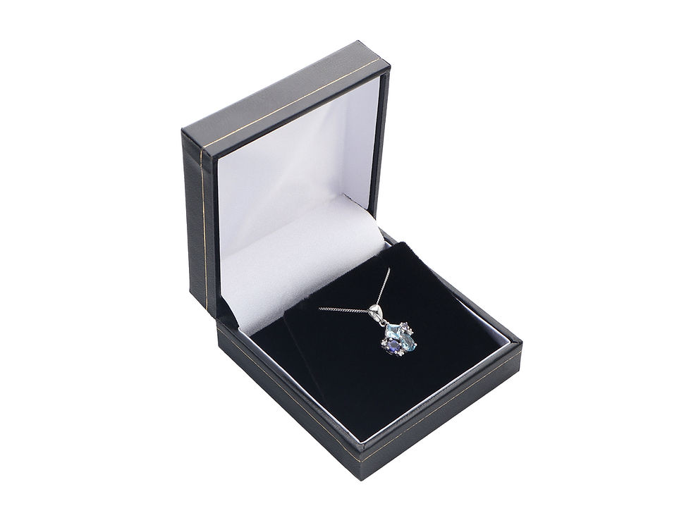 Thumbnail: 9ct White Gold Amethyst Topaz & Diamond Pendant & Chain