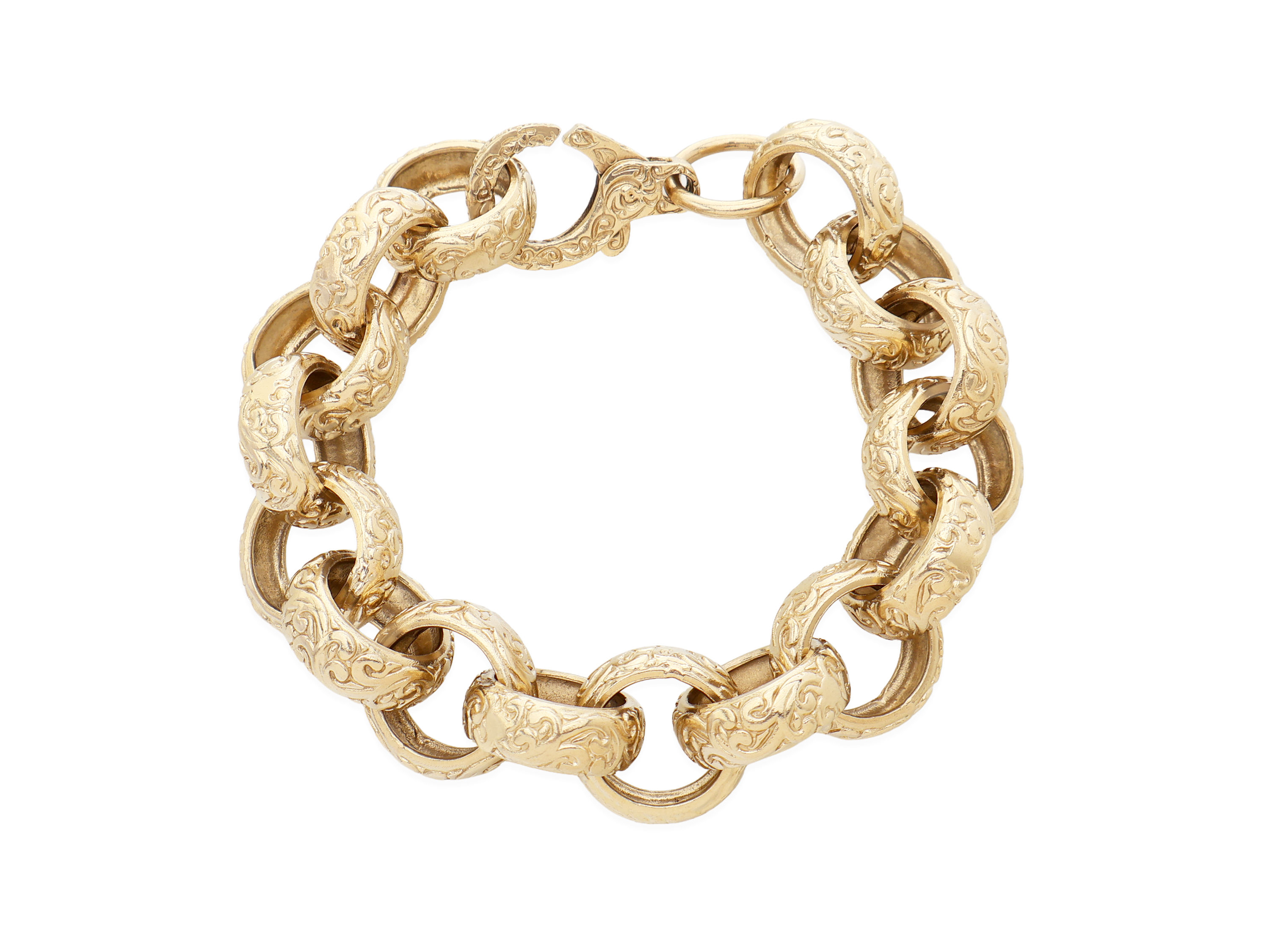 9ct Yellow Gold Large Patterned Belcher Bracelet 76.8g