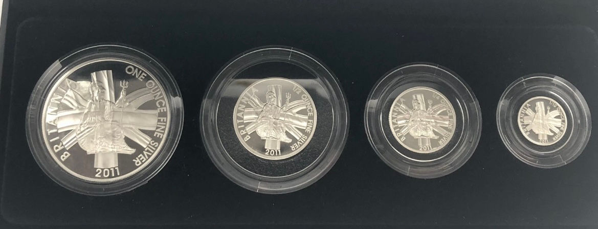 2011 SILVER PROOF BRITANNIA 4 COIN COLLECTION 999 Fine Silver Royal Mint